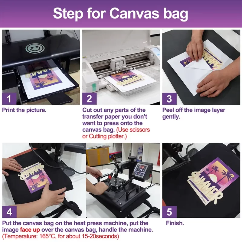 step for canvas bag using dark transfer paper