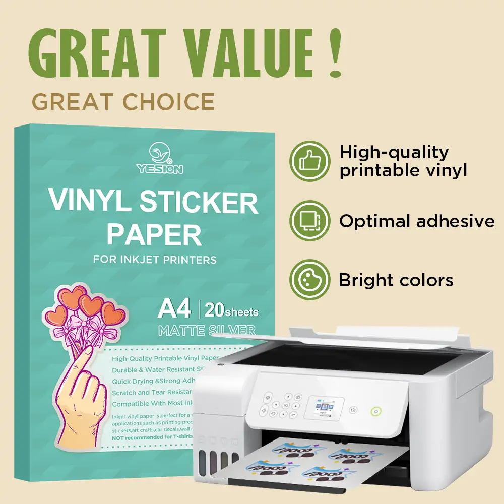 10pcs A4 Matte Sticker Printer Paper Silver Adhesive Waterproof PET Label  Inkjet