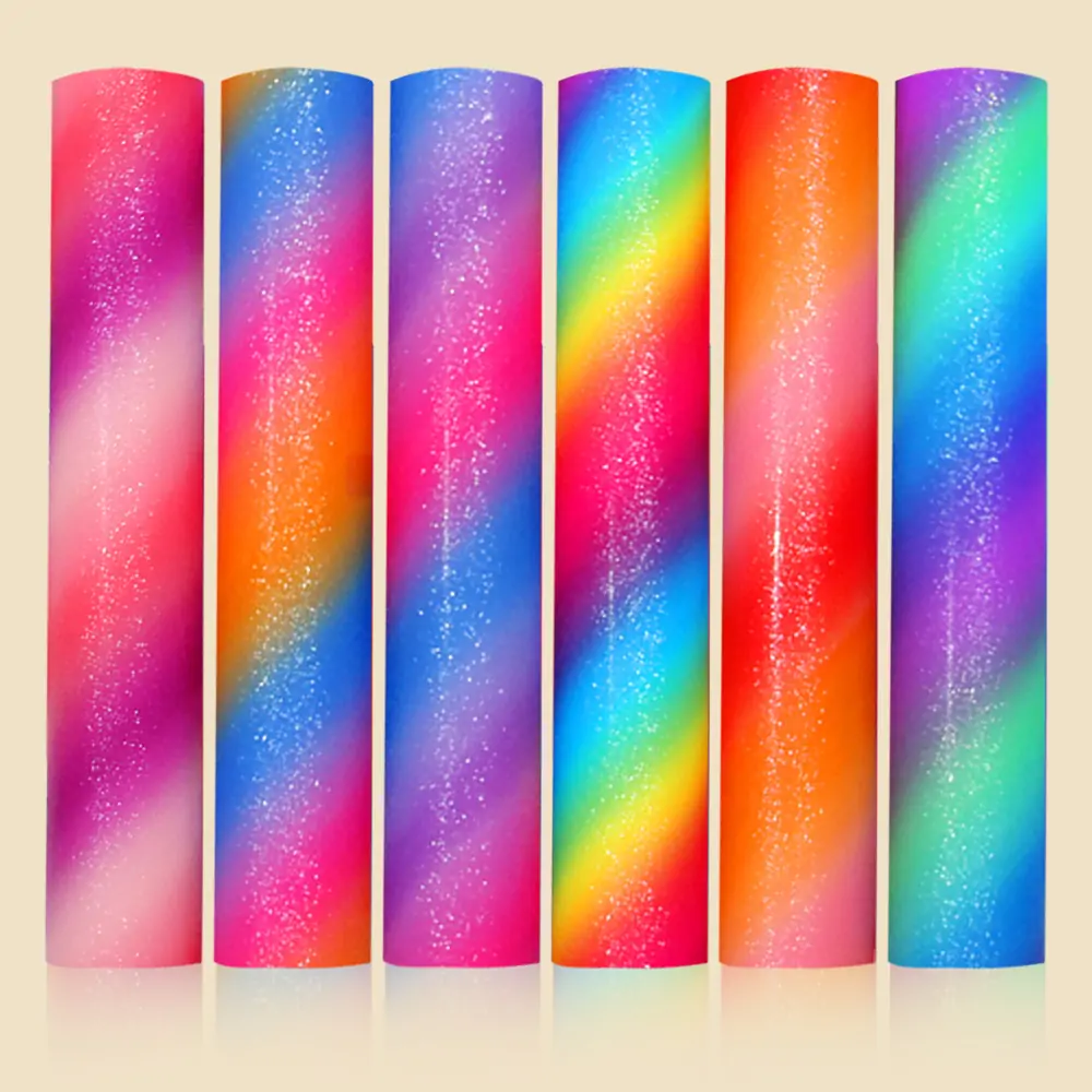 Rainbow Glitter Adhesive Vinyl roll 1