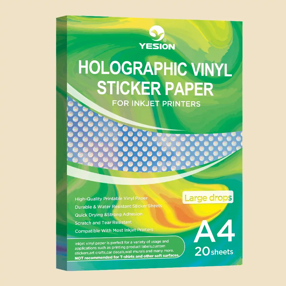 20 Sheets A4 Holographic Self-Adhesive Paper Sticker Waterproof
