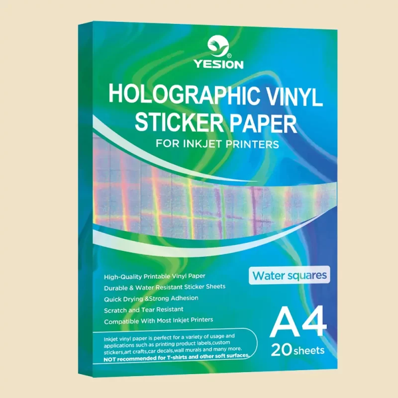 holographic vinyl sticker paper-water squares 2