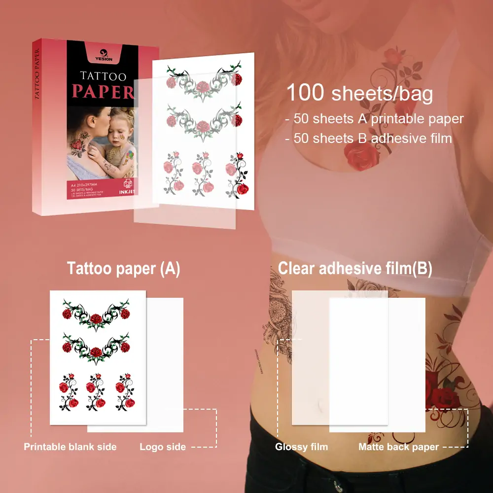Tattoo Paper Glow In The Dark For Laser Printer - Manufacturers & Suppliers  of Inkjet Photo Papers,Transfer paper, Permanent Adhesive Vinyl in China.