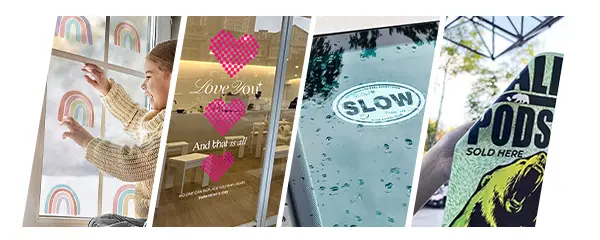 static cling sticker on glass and window